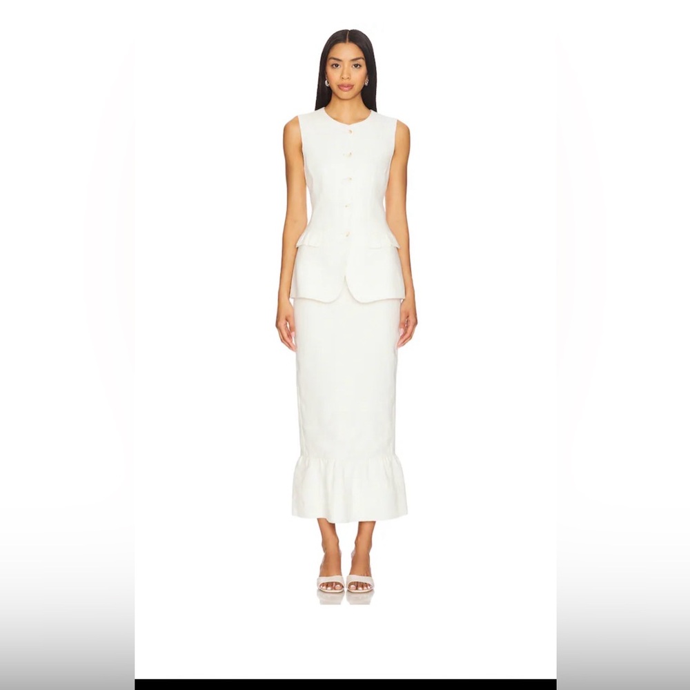 NWT Posse Matilda Linen Column Skirt in Cream